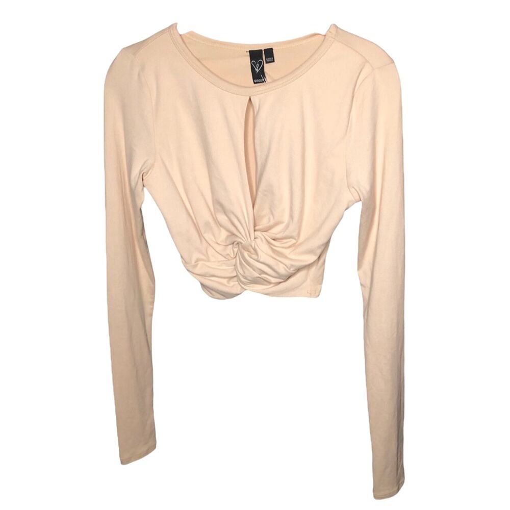 Windsor Keyhole Knot Twist Long Sleeve Crop Top Size Medium